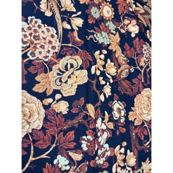 Vintage-Style Floral Bird Cotton Fabric 12" x 42" Rich Black Gold Pattern Design - Picture 7 of 9